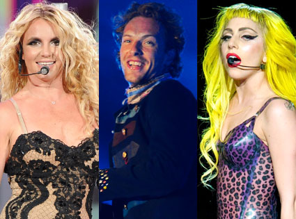 Britney Spears, Chris Martin, Lady Gaga, Coldplay Britney Spears, Chris Martin, Lady Gaga, Coldplay